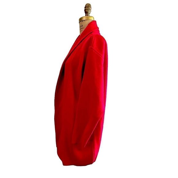 Vintage 70s Lanerossi Red Edge to edge knitted long line jacket cardigan Large - Picture 4 of 12
